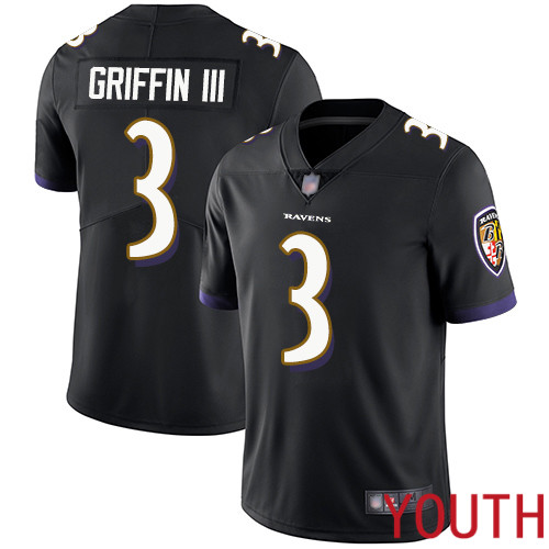 Baltimore Ravens Limited Black Youth Robert Griffin III Alternate Jersey NFL Football #3 Vapor Untouchable->youth nfl jersey->Youth Jersey